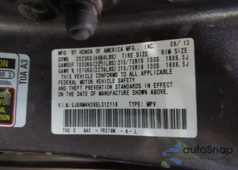 2014 Honda Cr-V Lx from USA, damaged, VIN 5J6RM4H39EL012116